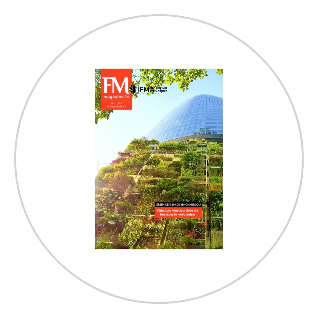 FM Magazine cover met duurzaamheidsprojecten en vermelding van K-ONCEPT